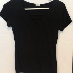 Black tee with little lace up